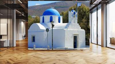 Small orthodox church near the port of Parikia Wall mural