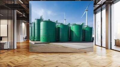 Green Hydrogen renewable energy production pipeline - green hydrogen gas for clean electricity.AI generated Wall mural