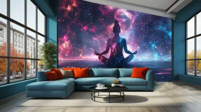 futuristic meditation background with chakras space cosmos and universe spirituality concept Wall mural