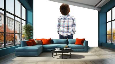 Back view of little boy looking at wall. Rear view Wall mural