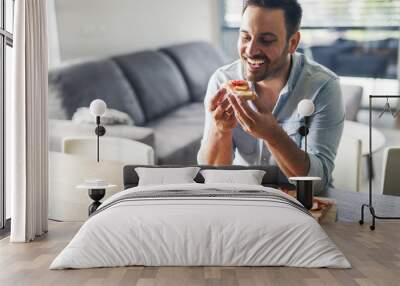 Man having breakfast Wall mural