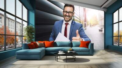 Smiling businessman Wall mural