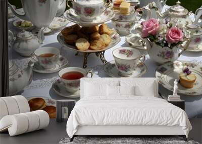 tea and sweets Wall mural