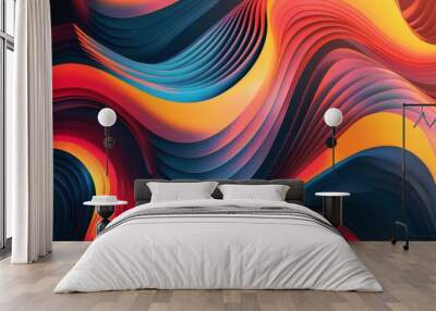 vibrant geometric shapes and dynamic lines on colorful wallpaper abstract background Wall mural