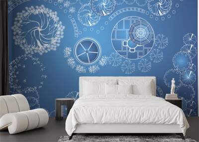 Vector blueprint of landscape architectural project Wall mural