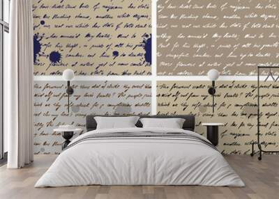 Old Paper With Hand-written Text Seamless Background Wall mural