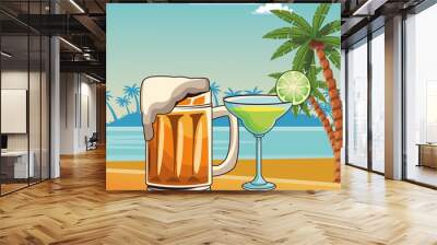 alcoholic drinks beverages cartoon Wall mural