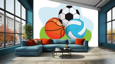 basketball with soccer and volleyball sports balls Wall mural