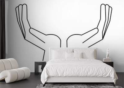 Black hands open symbol in black and white Wall mural