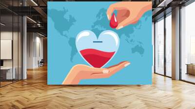 Blood donation charity cartoons Wall mural