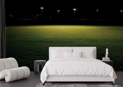 Bright spotlight illuminates empty soccer field on a summer night generated by AI Wall mural