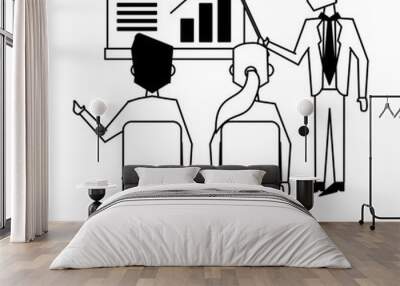 Business teamwork workers avatar in black and white Wall mural