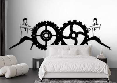 Businessman pulling arrow up with rope vector illustration graphic design Wall mural