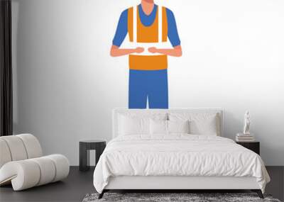 car mechanic standing wearing working clothes and safety helmet Wall mural