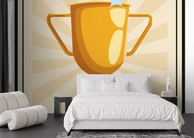 cup trophy icon on vintage striped frame Wall mural