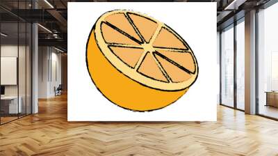 drawing sliced orange juicy vector illustration eps 10 Wall mural