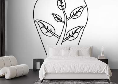 eco green energy bulb light plant in black and white Wall mural