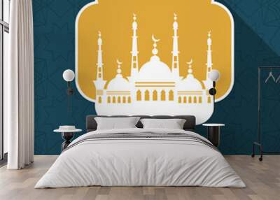 eid mubarak design with mosque silhouette Wall mural