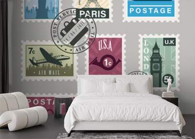 eleven postage stamps Wall mural