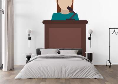 flat design woman speaking on stand icon vector illustration Wall mural