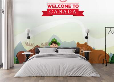 Forest animals. Canada icon. cartoon design. Colorfull illustrat Wall mural