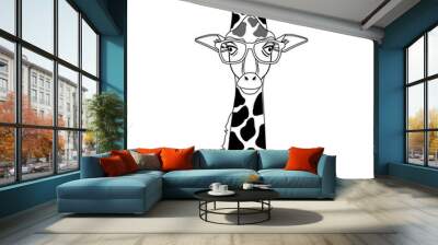 giraffe with glasses icon over white background. hipster style concept. vector illustration Wall mural