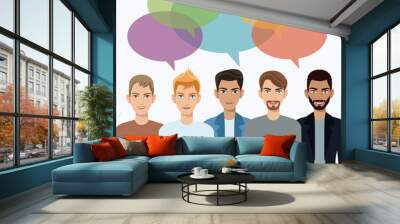 group men communication dialog bubble speech vector illustration eps 10 Wall mural