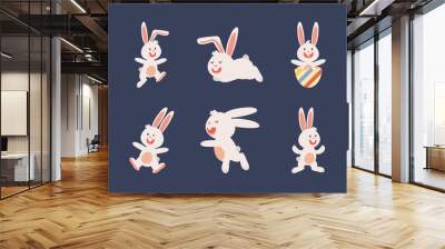 group of easter rabbits with egg painted characters Wall mural