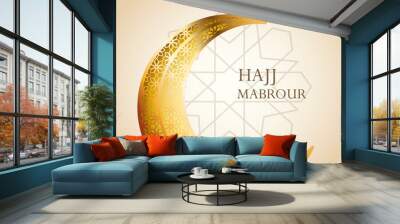 hajj mabrour celebration with golden moon crescent Wall mural