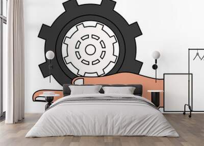 Hand with gear vector illustration graphic design Wall mural