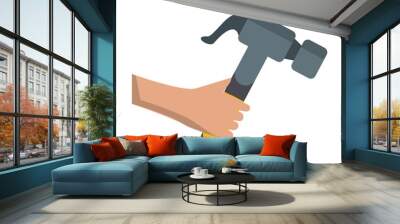 Hand with hammer construction tool Wall mural