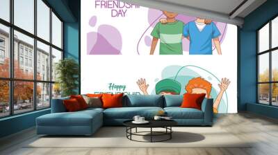 happy friendship day celebration with group of kids Wall mural