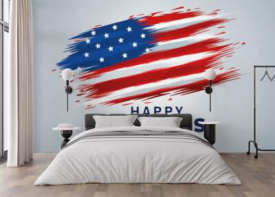 happy veterans day lettering with usa flag painted Wall mural