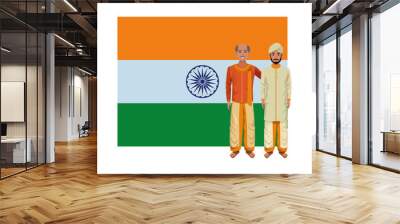 indian men avatar cartoon character Wall mural