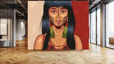 indigenous girl with traditional cloth Wall mural