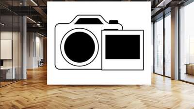 Instant photographic camera with photo in black and white Wall mural