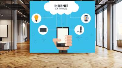 internet of things hand smartphone cloud computing device vector illustration Wall mural