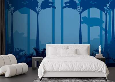 jungle wild nature blue landscape scene Wall mural