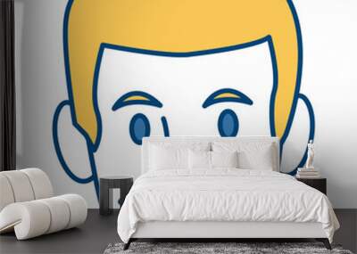 man face smiling cartoon icon vector illustration graphic design Wall mural