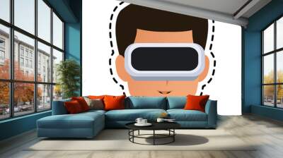 man wearing virtual reality goggles icon image vector illustration design Wall mural