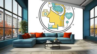 Mental health design icon vector illustration graphic design Wall mural