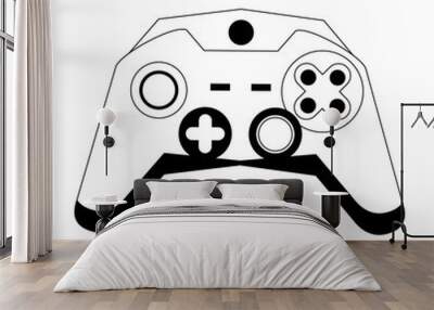 Modern videogame console gamepad with buttons in black and white Wall mural