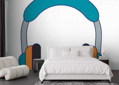 Music heaphones device isolated blue lines Wall mural