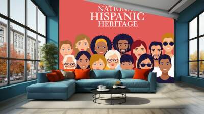 national hispanic heritage celebration lettering with group of people Wall mural