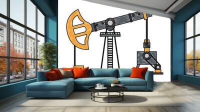 Oil pump machine scribble Wall mural