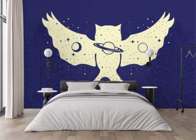 owl flying surreal astrology style Wall mural