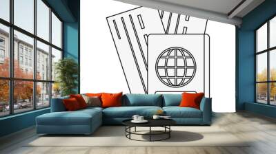 Passport and flight tickets icon vector illustration graphic design Wall mural