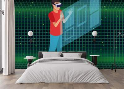 People and virtual reality glasses technology Wall mural