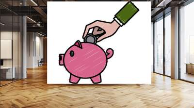 Piggy money savings icon vector illustration graphic design Wall mural