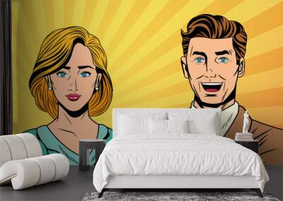 Pop art business couple Wall mural